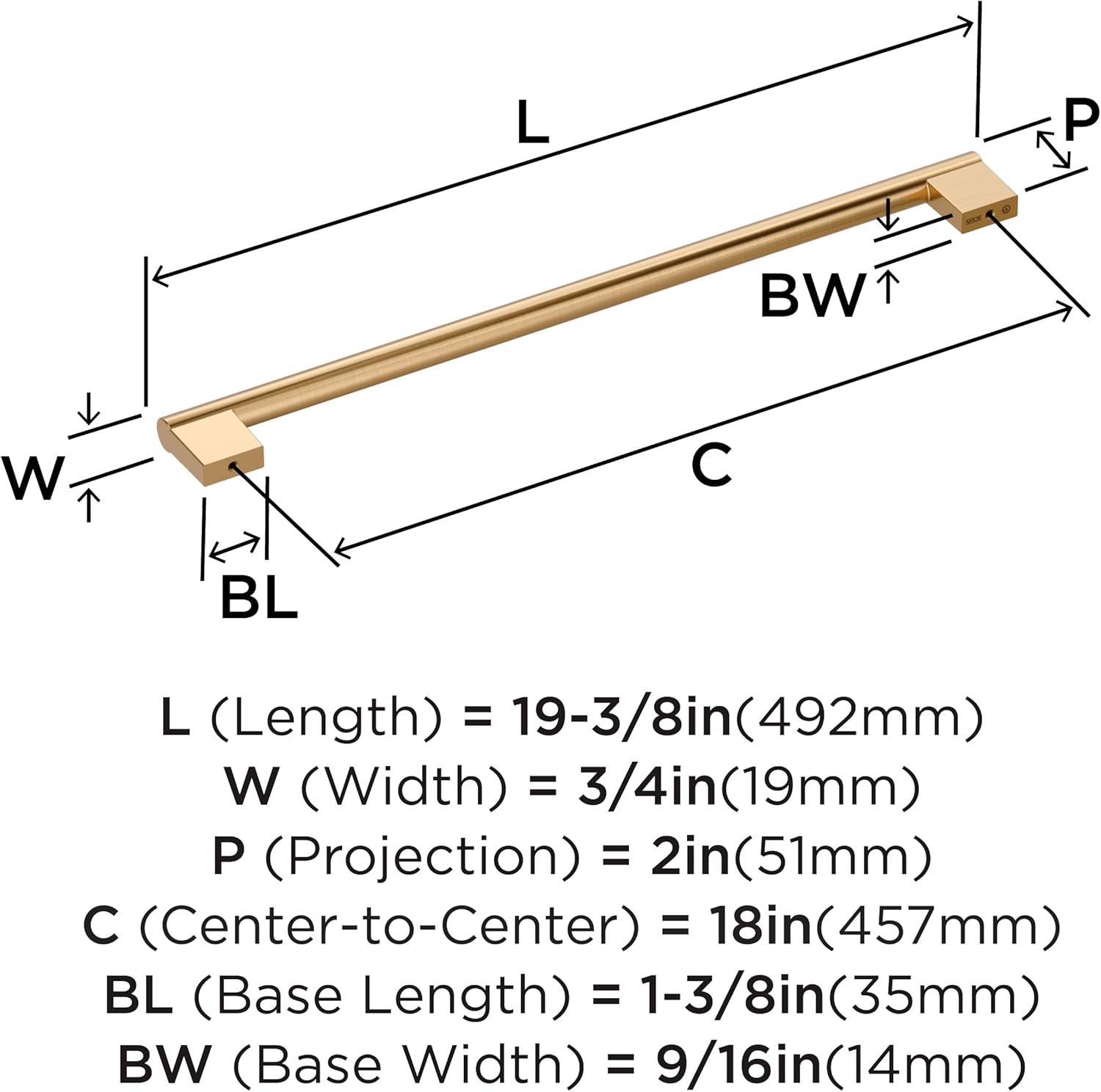 Amerock Versa 18 inch (457 mm) Center to Center Champagne Bronze Appliance Pull, BP55535CZ