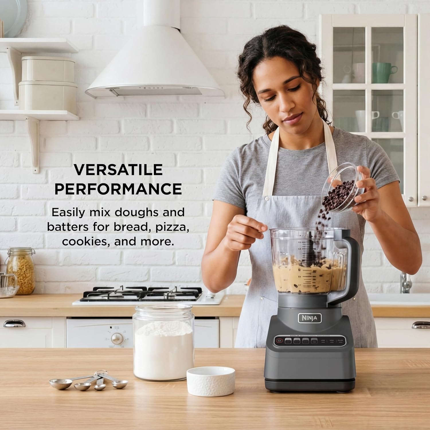 Ninja Food Processor, Professional Plus, 1000 Peak Watts, 4 Functions for Chopping, Slicing, Purees & Dough with 9-Cup Processor Bowl, 3 Blades, Food Chute & Pusher, Grey, BN601