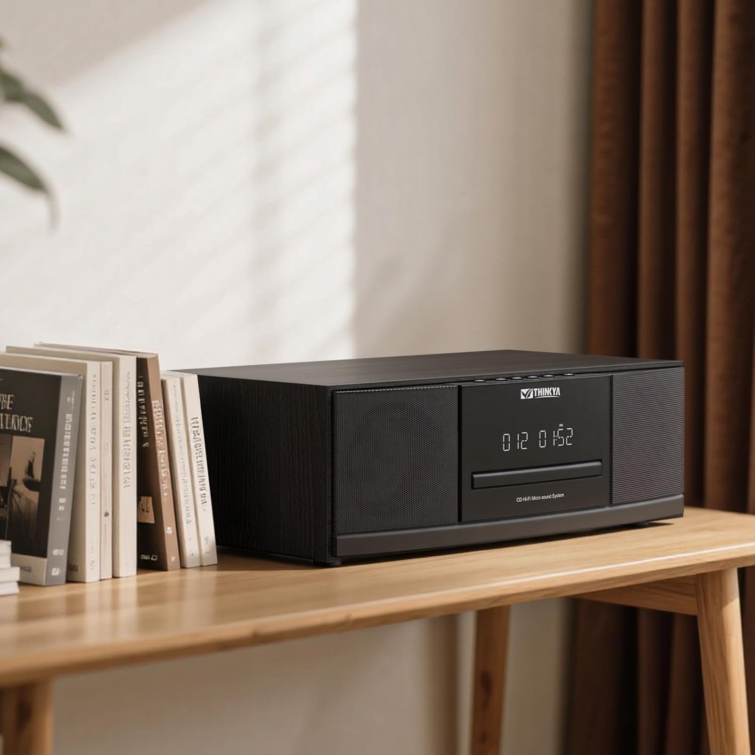 Vintage Bluetooth Stereo System for Home, THINKYA 36W RMS Micro HiFi Systems CD Player Dual 3” Bass with Bluetooth Audio Streaming, FM Radio, USB Port, Aux-in, Remote Control(NO Clock & Alarm)