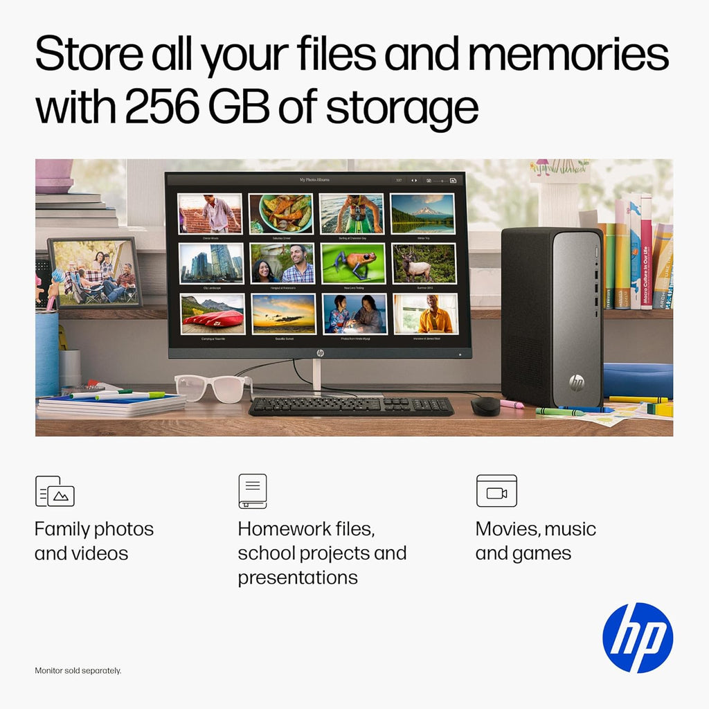 HP OmniDesk Slim Desktop PC, Intel Processor 300, 8 GB RAM, 256 GB SSD, Intel UHD Graphics 710, Windows 11 Home, Microsoft Copilot, Meteor Silver, S03-0010 (2025) (Renewed)