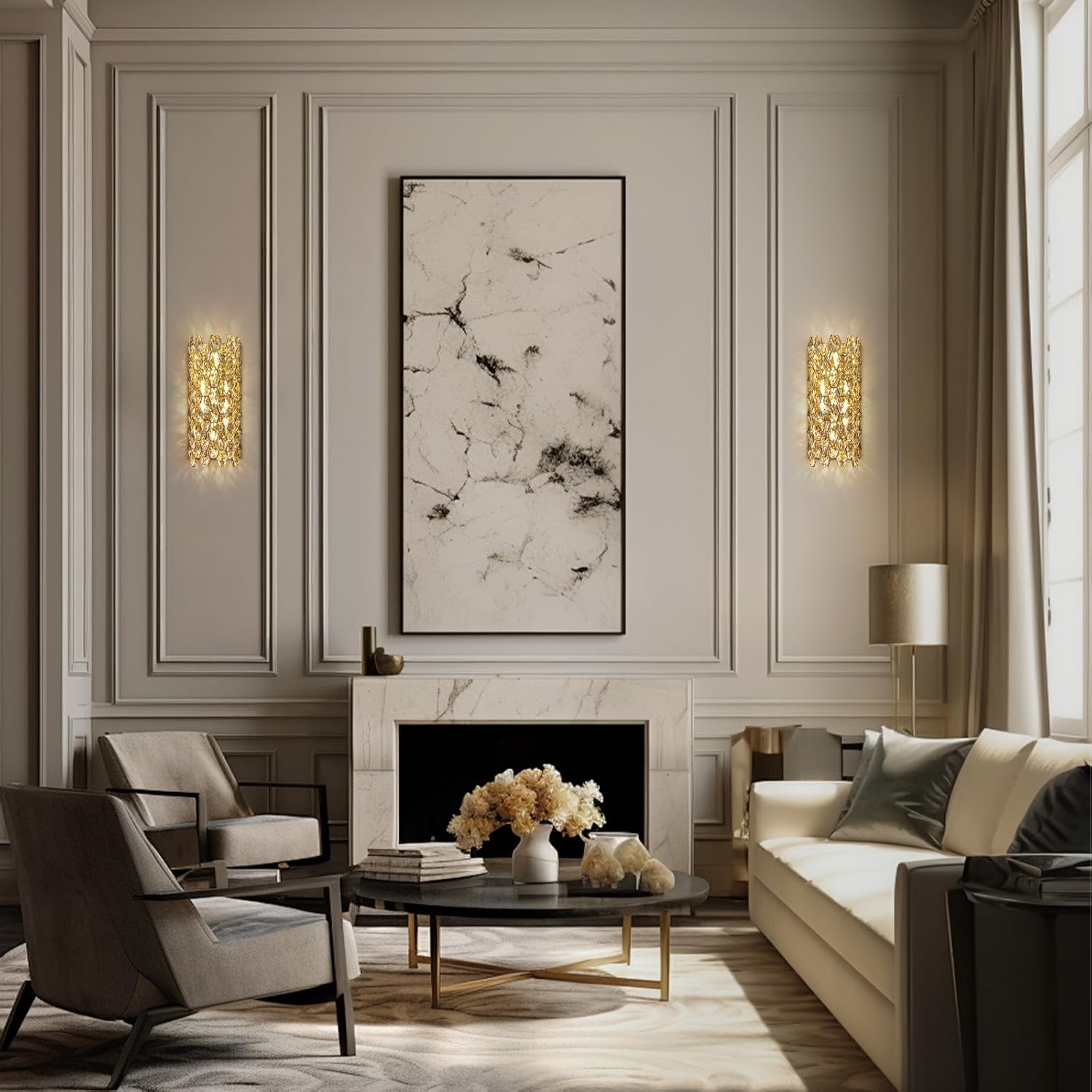 Crystal Wall Sconces,Modern Wall Light Fixtures,Chrome Wall Lamp,Luxury Crystal Wall Sconces for Living Room Bedroom Bathroom Hallway Doorway Stairway Bedside