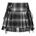 Goth Skirts Summer Y2K Woman Skirts Pink Stripe Plaid Lace Trim Pleated School Plaid Skirt Ladies Aesthetic Tie Up Jupe Femme