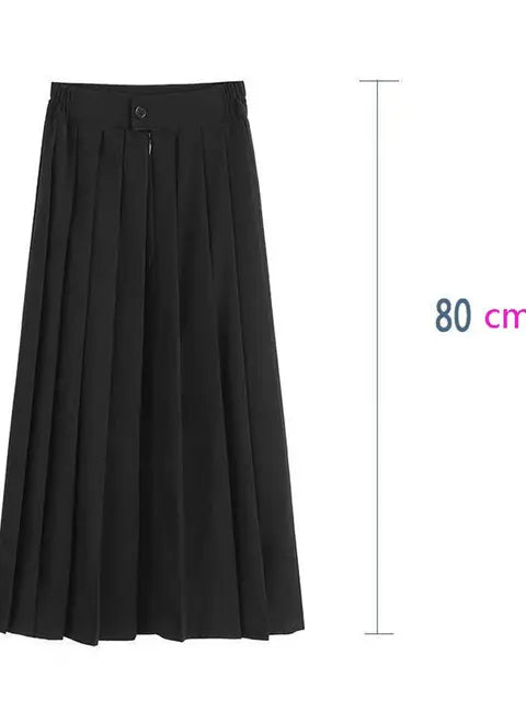Japanese Preppy Style Women Elastic Waist Long Midi Skirt Ladies Fashion Party Skirt Female Pleated Girls School Uniform Skirt