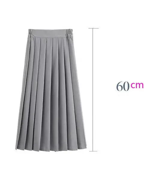 Japanese Preppy Style Women Elastic Waist Long Midi Skirt Ladies Fashion Party Skirt Female Pleated Girls School Uniform Skirt