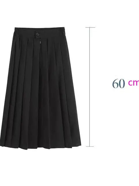 Japanese Preppy Style Women Elastic Waist Long Midi Skirt Ladies Fashion Party Skirt Female Pleated Girls School Uniform Skirt