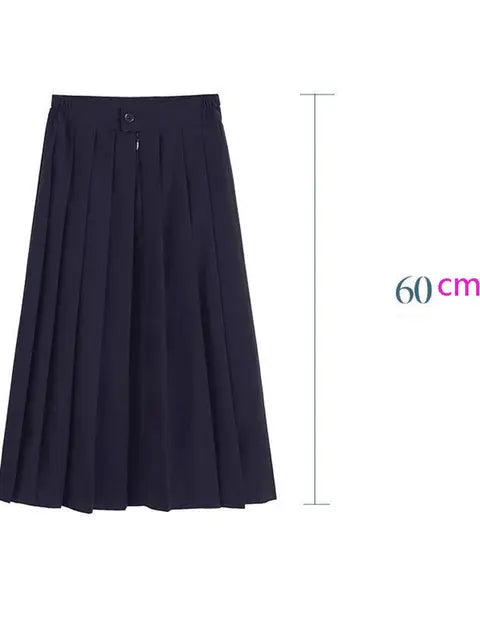 Japanese Preppy Style Women Elastic Waist Long Midi Skirt Ladies Fashion Party Skirt Female Pleated Girls School Uniform Skirt