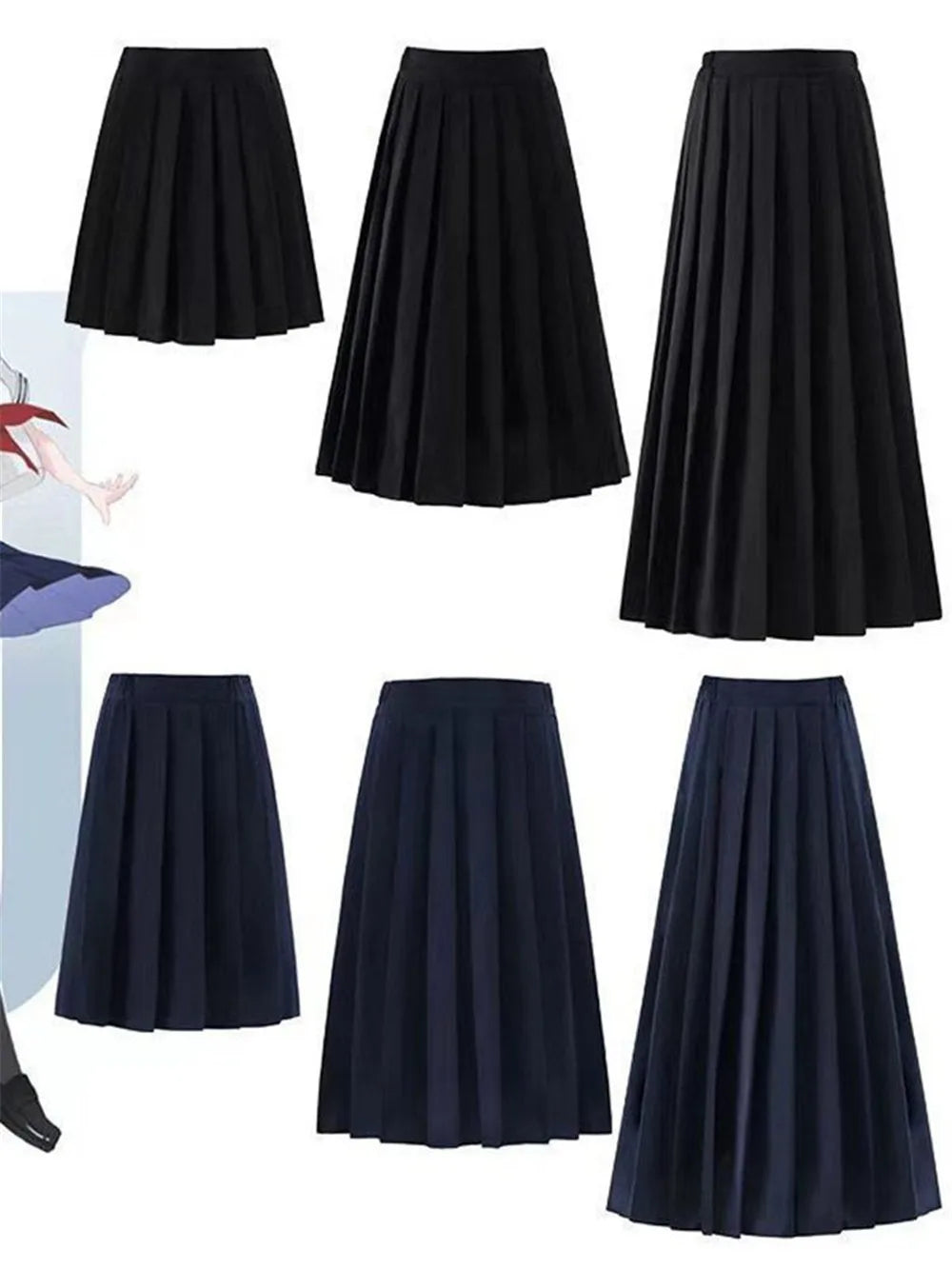Japanese Preppy Style Women Elastic Waist Long Midi Skirt Ladies Fashion Party Skirt Female Pleated Girls School Uniform Skirt