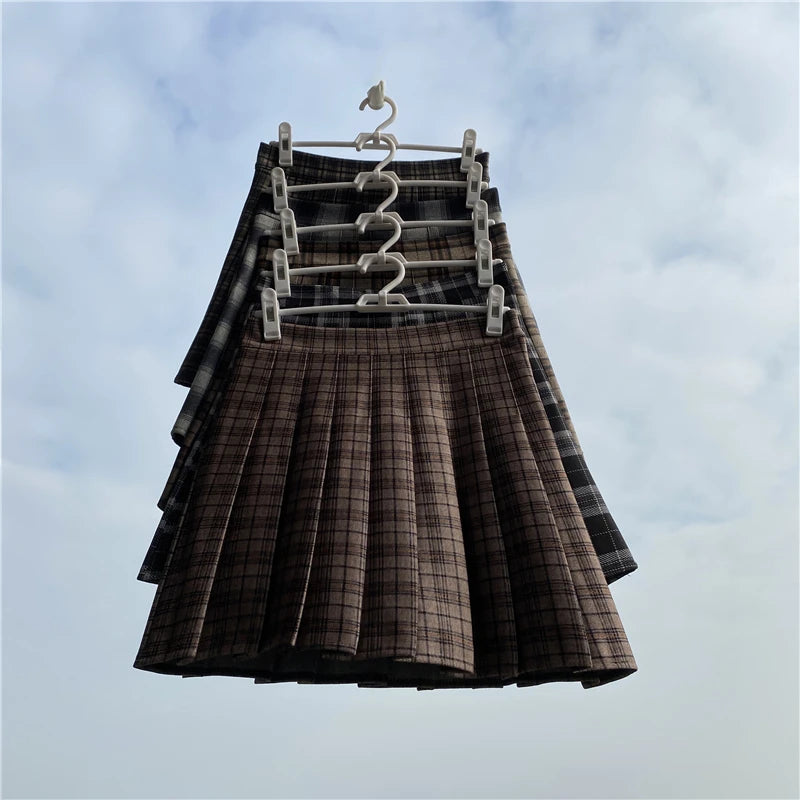 A Line Pleated Skirts Womens Korean Japanese Fashion High Waist Falda 2023 JK Plaid Mini Skirt Female Cute Faldas Mujer