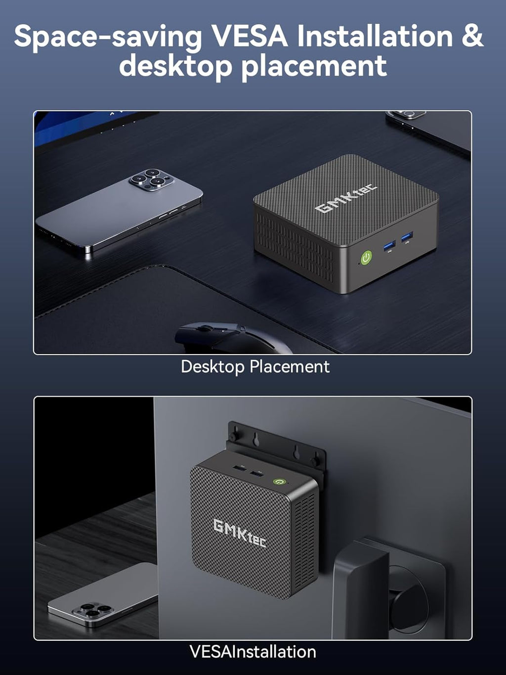 GMKtec Mini PC Computers Intel N95 Processor (Turbo 3.4GHz) 8GB DDR4 256GB SSD Desktop Computer 4K Dual HDMI Display/3x USB3.2/WiFi 5 BT5.0/RJ45 Ethernet Nucbox G3S