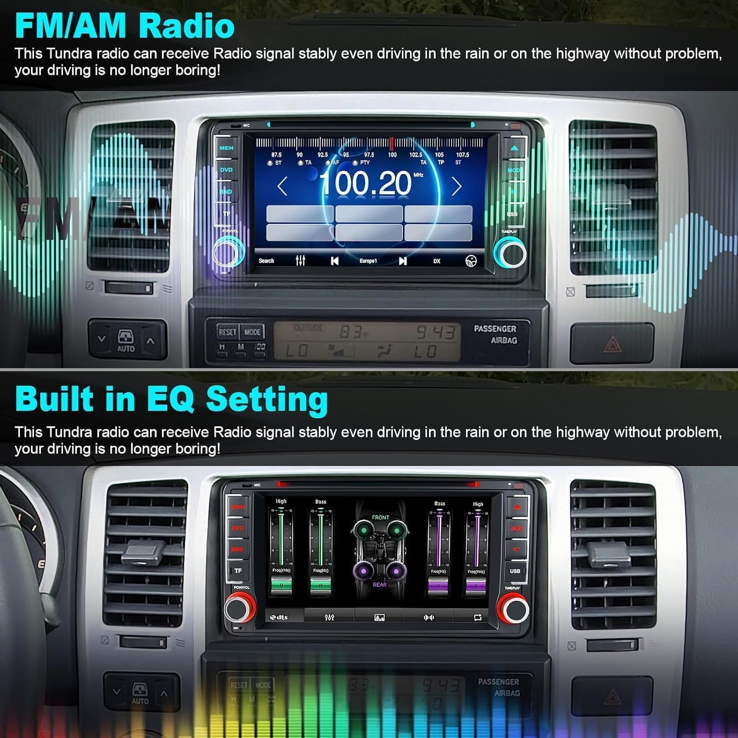 7-Inch Car Stereo with CD/DVD Player for Toyota 4Runner (2003-2009), Tundra (2003-2006), Sequoia (2003-2007), CarPlay & Android Auto, Bluetooth, FM Radio