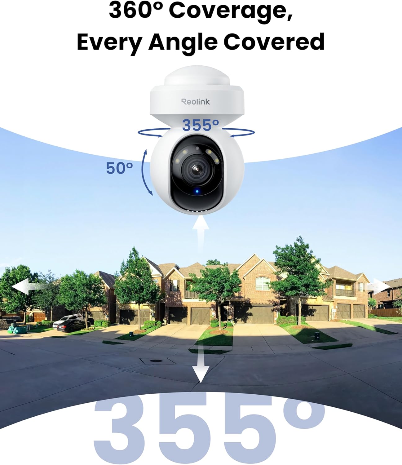 REOLINK 4K Outdoor Plug-in WiFi 6 Security Camera, PTZ Camera for Home Security, Wi-Fi 6 New Tech, Motion Tracking, Smart Detection, 3X Optical Zoom, Motion Spotlight, Local Storage, E1 Outdoor Pro