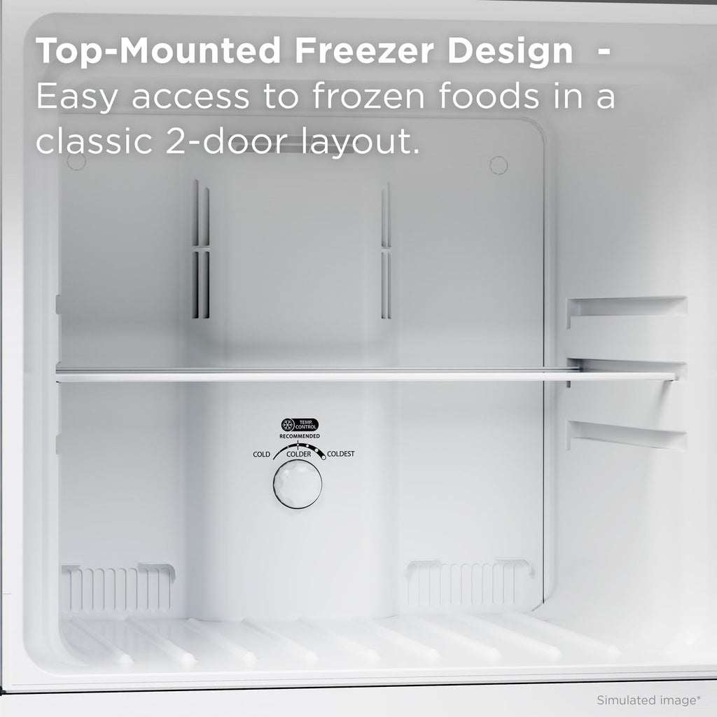TCL 10.1 Cu Ft Double Door Refrigerator with Freezer in Silver, Frost Free Energy Efficient Fridge for Dorm, Apartment, Kitchen, Garage & Office