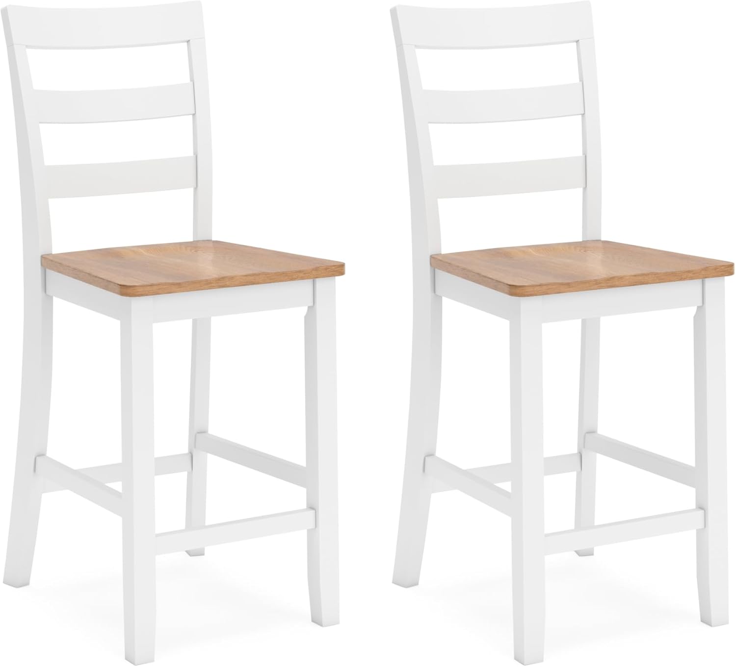 Signature Design by Ashley Gesthaven Solid Wood Frame Counter Height Barstool, Set of 2, White/Natural