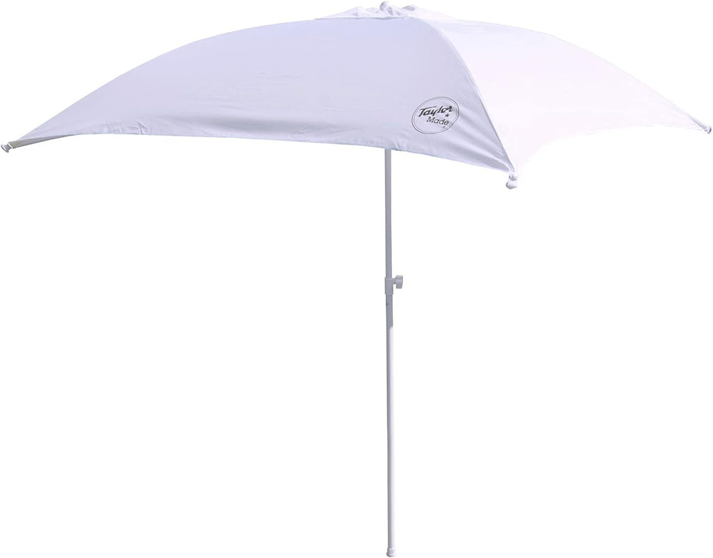 Taylor Made Anchorshade III Boat Shade, White, 6' x 6', Adjustable Aluminum Pole to 8 Feet, UV-Treated Fade-Resistant Nylon, Market-Style Top, Carrying Case, Fits Most Boats and Benches – 22042