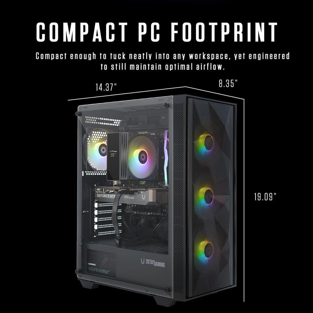 ZOTAC MEK AI-Enhanced Gaming PC Desktop Computer - NVIDIA GeForce RTX 5050, AMD Ryzen 5 5500 4.2GHz, 16GB DDR4, 1TB NVME M.2 SSD, 650W 80+ Gold PSU, WiFi 6E, Windows 11 Home