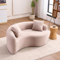 66.9'' Modular Sectional Loveseat, Chenille Upholstered Boneless Curved Loveseat with Deep Seat,Combination Round Sofa for Coffee Shop, Game Room, Office (Beige, 66.9 Inch)