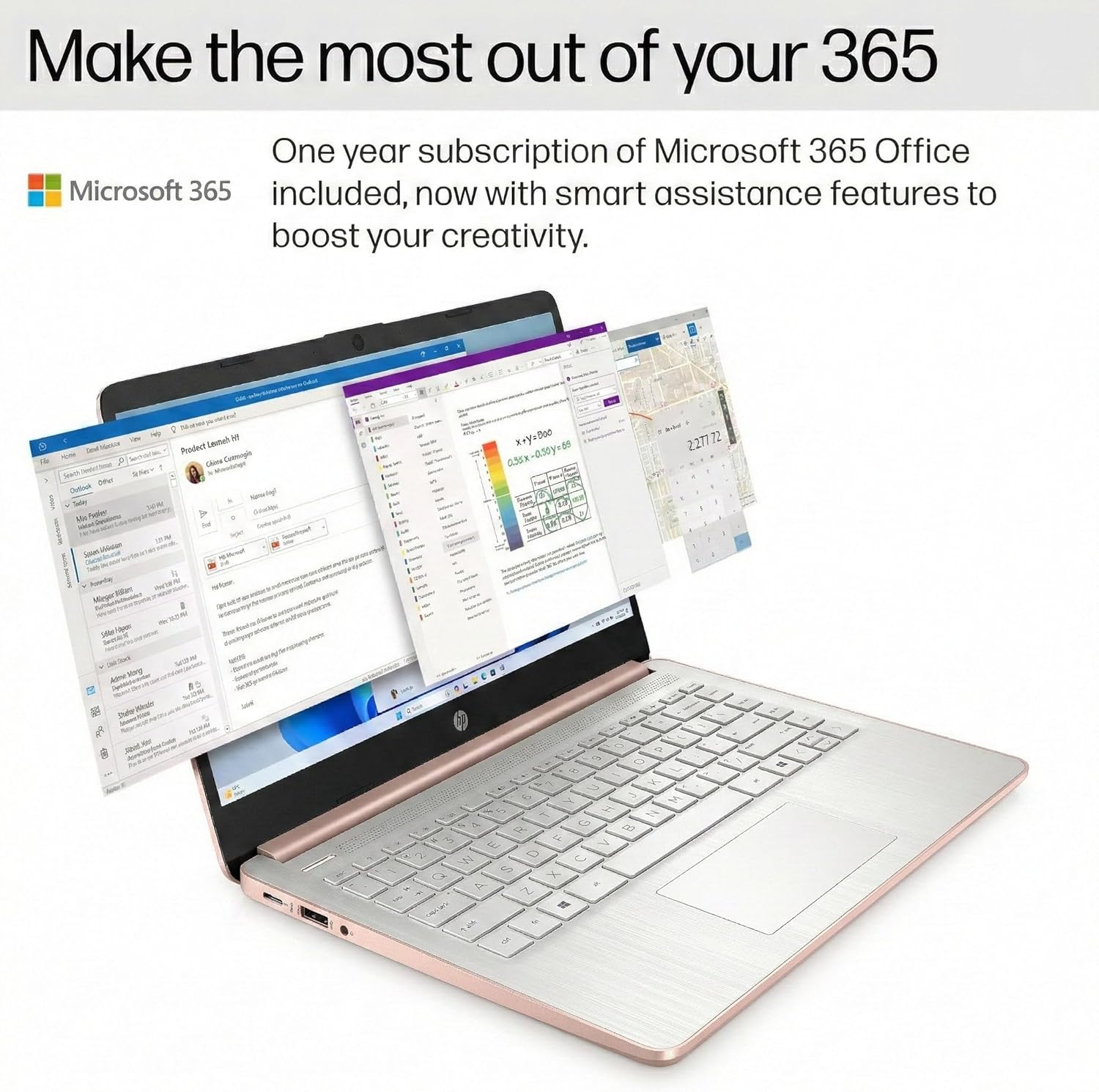 HP Latest Ultrabook Laptop with Copilot AI - 8GB RAM - Intel Core | Microsoft Office 365 Included, 192GB SSD, Webcam, Windows 11 no Mouse | Essential Laptop