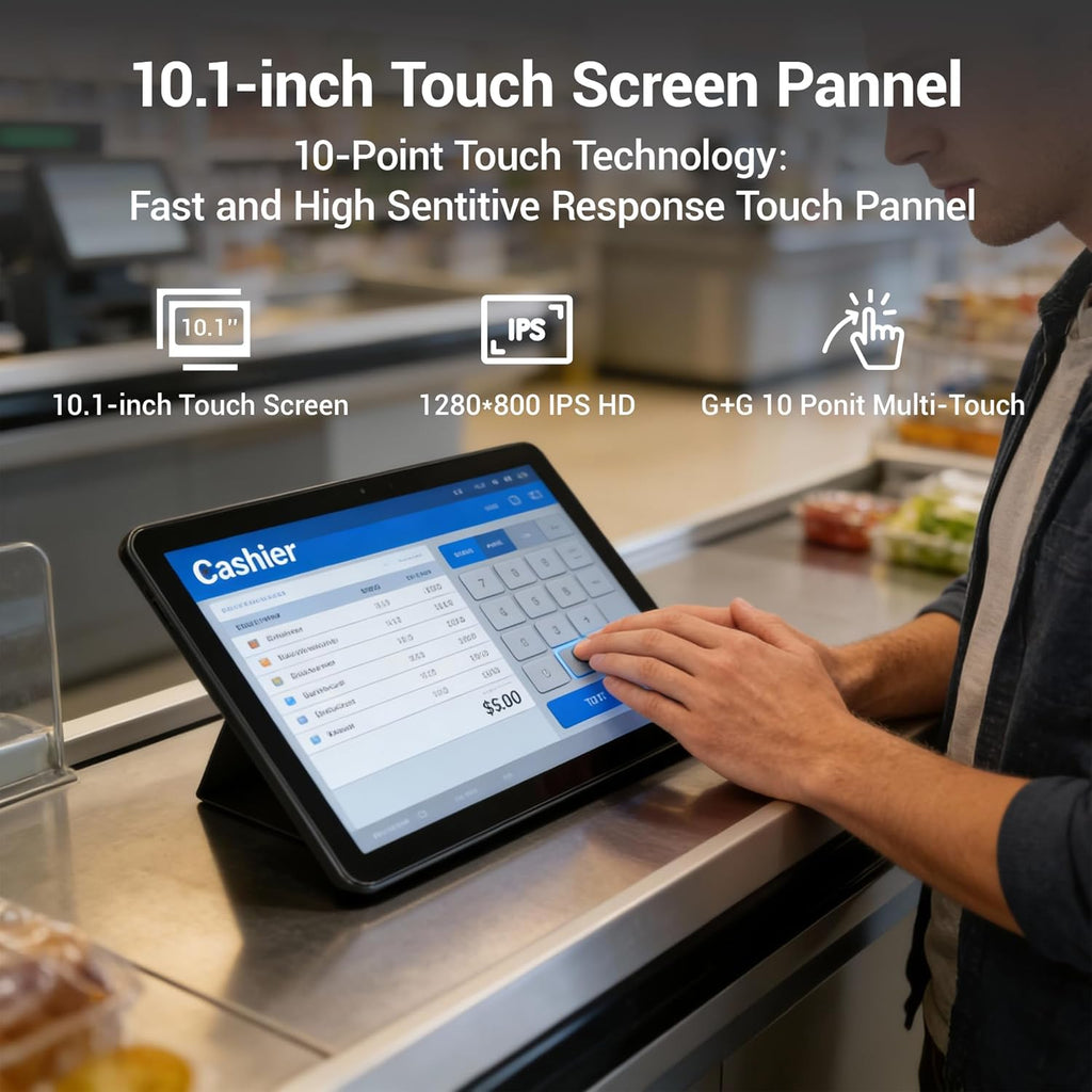 HIGOLEPC Fanless All-in-One Touchscreen Computer RK3399, Industrial Panel PC 10.1 Inch Rugged Android 12, 4GB RAM, 64GB ROM, 1280 * 800 IPS
