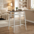 VESCASA 41.5" H Bar Table, Walnut Wood Top Space Saving Bar Table with White Legs for Home Bar Small Space Parties Kitchen Dining Room Coffee Shop