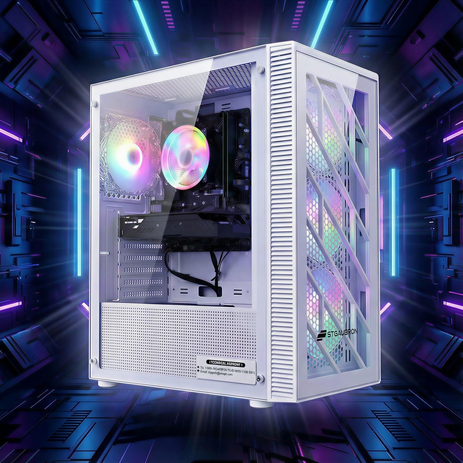 STGAubron Gaming PC Desktop Computer, 8th Gen Intel Core i7 up to 4.1G, GeForce GTX 1660S 6G, 16GB DDR4, 1T SSD, WiFi 6 & BT 5.2, RGB Fan x4, Windows 11 Home