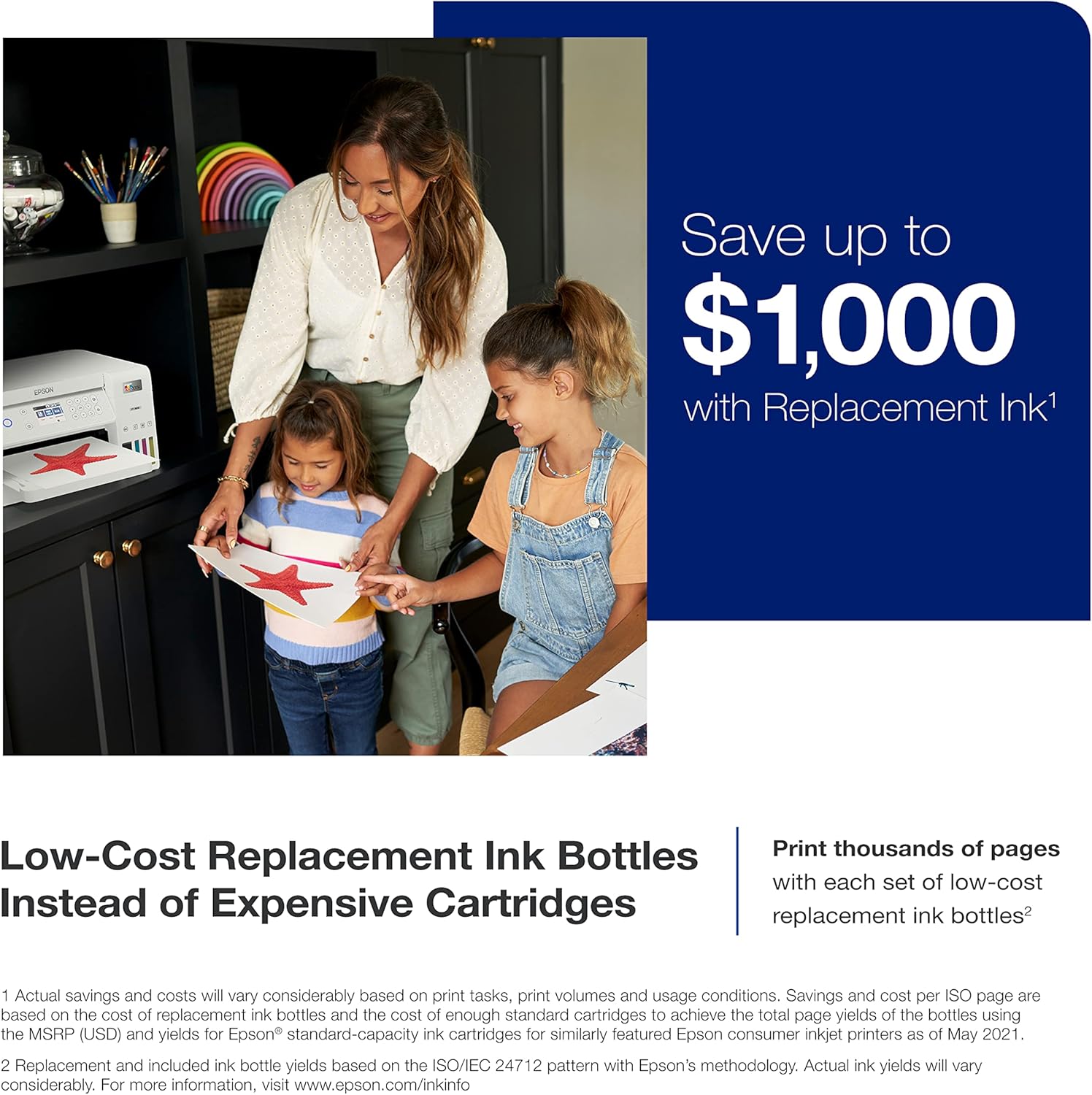 Epson EcoTank ET-3830 Wireless Color All-in-One Cartridge-Free Supertank with Scan Copy, Auto 2-Sided Printing and Ethernet, The Perfect Printer Productive Families, White