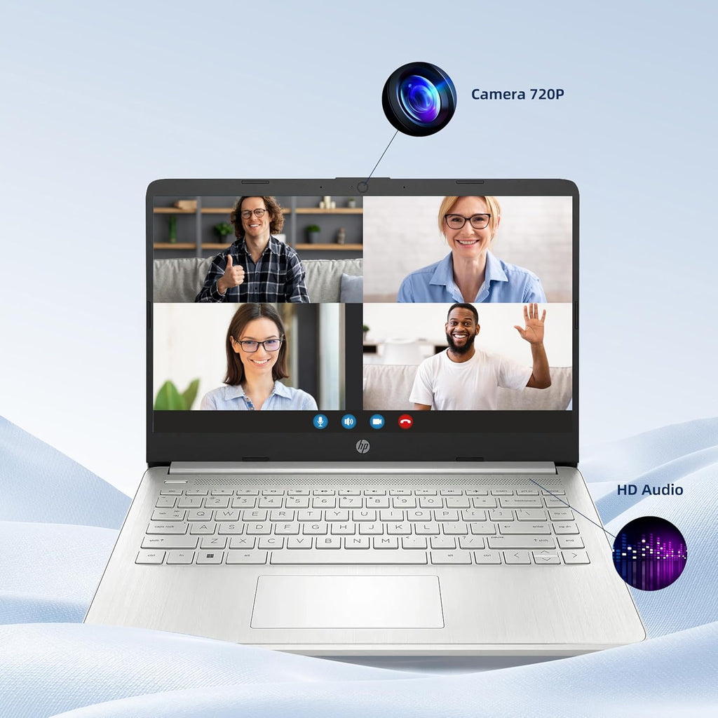 HP Essential Laptop Computer for Home and Student with Office 365, 2026 Edition, 16GB RAM, 128GB Storage- Intel Processor - LED Display, 500GB External HDD, Portable Design, Copilot AI, Win 11 Home S