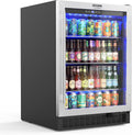 ROVSUN 24'' Beverage Refrigerator Cooler with Touch Panel & Adjustable Shelf, Undercounter Beverage and Wine Cooler Refrigerator for Soda Beer, Built-in or Freestanding for Home Office Kitchen or Bar