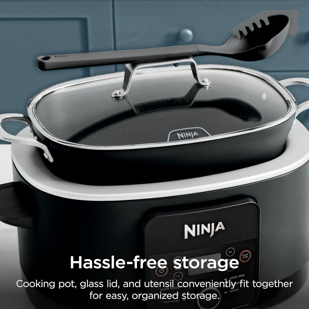 Ninja® 12-in-1 PossibleCooker™ PLUS | 8.5-qt - Sous Vide & Proof Multi-Cooker | Slow Cooker, Dutch Oven & More | Glass Lid & Integrated Spoon | Nonstick | Oven Safe Pot to 500°F | Black | MC1010
