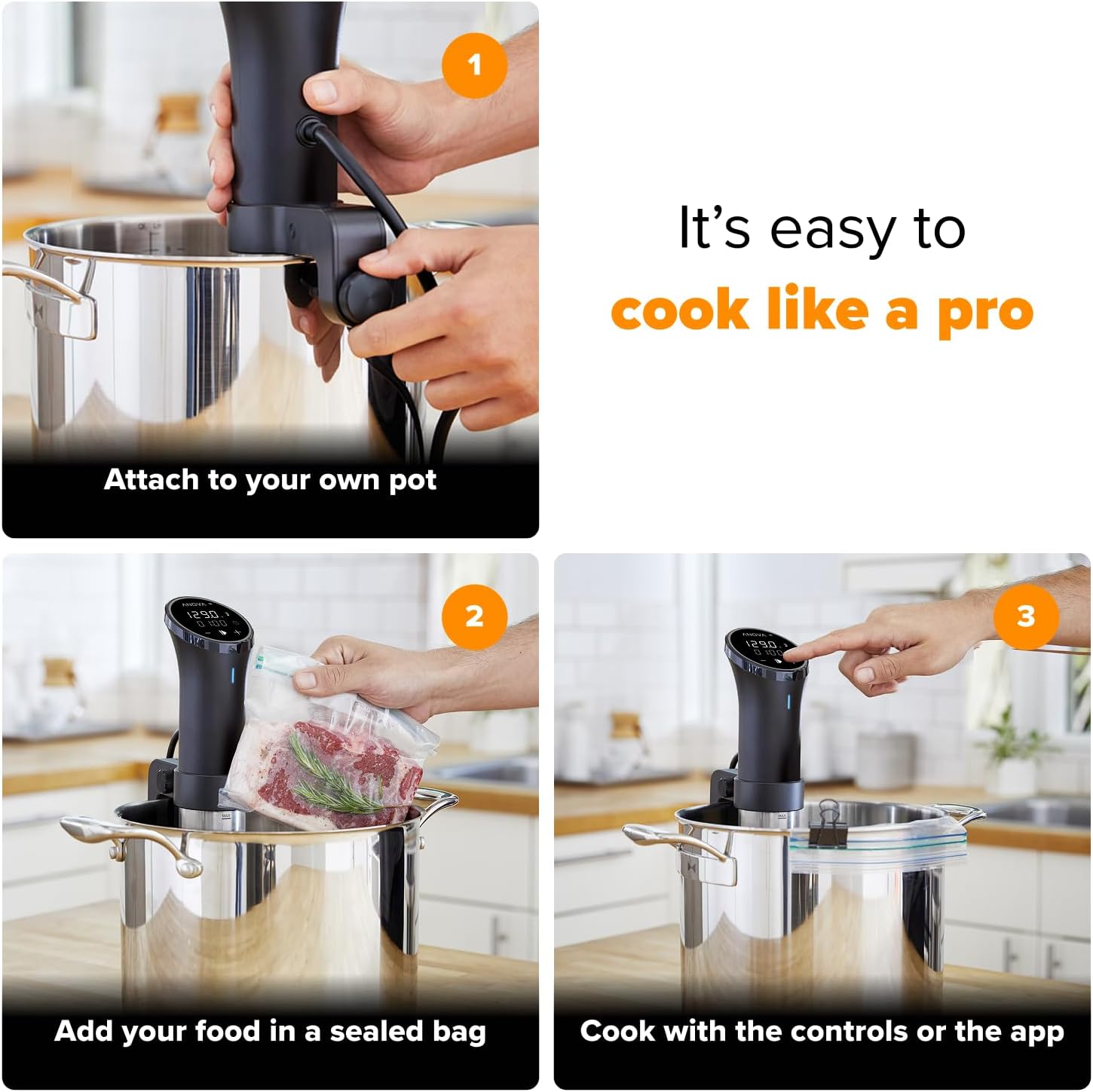 Anova Culinary Sous Vide Precision Cooker 3.0 (WiFi), 1100 Watts, Stainless Steel