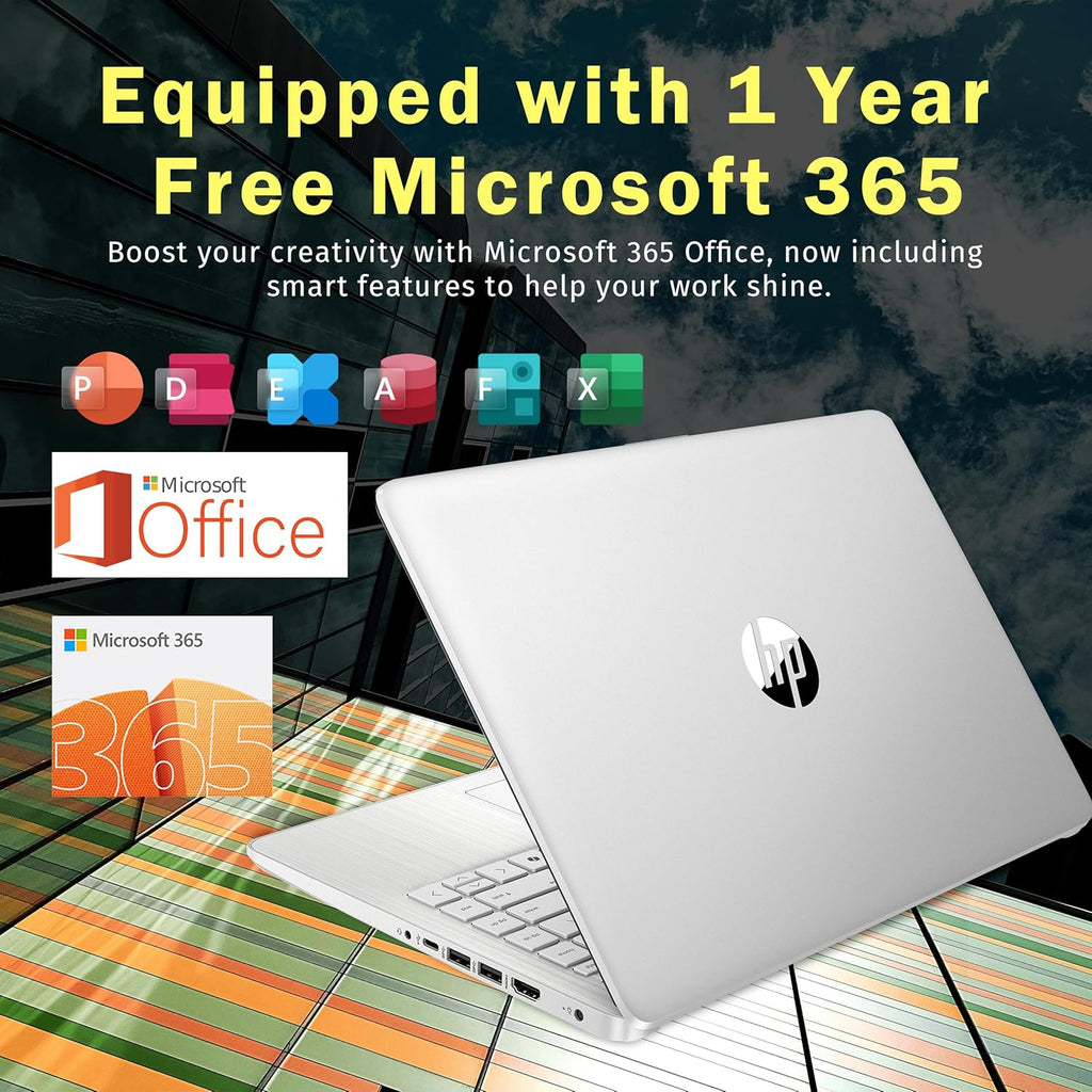 HP Stream 14" HD BrightView Laptop, Intel Celeron N4120, 16GB RAM, 288GB Storage (128GB UFS + 160GB Docking Station Set), Intel UHD Graphics, 720p Webcam, Wi-Fi, 1 Year Office 365, Win 11 S, Silver