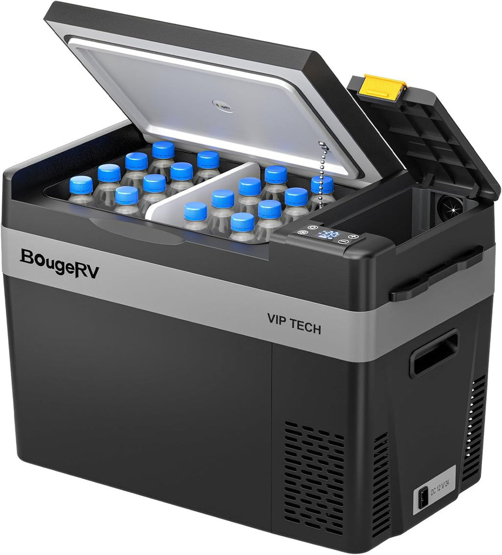 BougeRV 12 Volt Refrigerator, CRPRO VIP 30 Quart 12V Car Fridge (-8℉~50℉), Compressor Cooler with 12V/24 DC, 110-240 AC for Outdoor Camping Overlanding Truck RV SUV Van