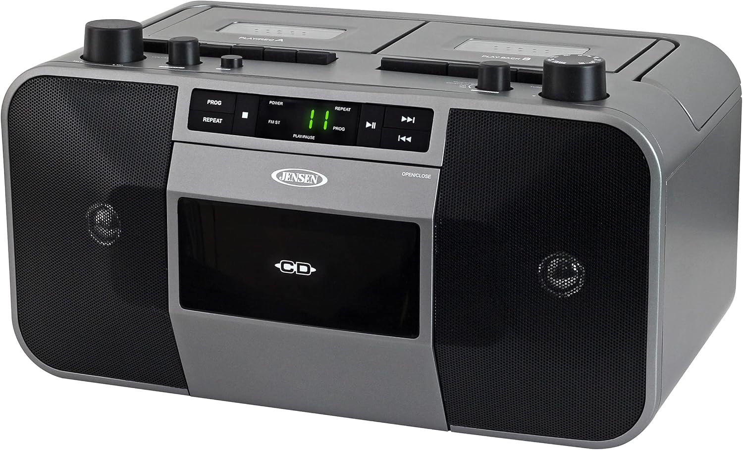 JENSEN MCR-1500 MCR-1500 Portable Stereo CD Player and Dual-Deck Cassette Player/Recorder with AM/FM Radio