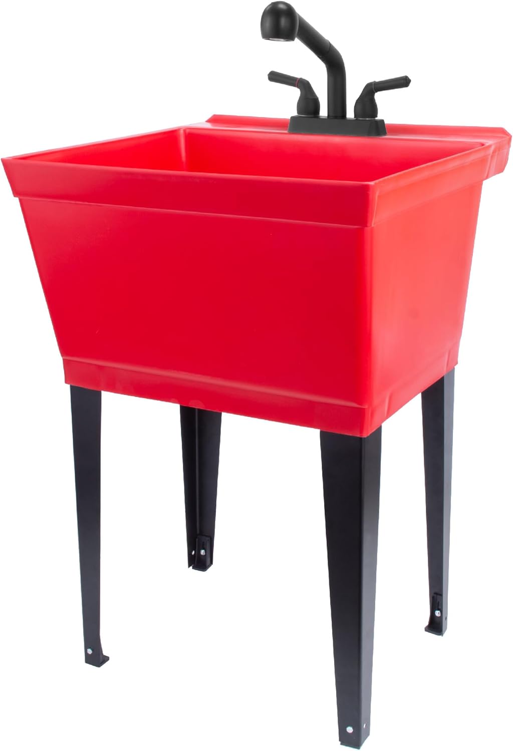 Red Utility Sink Laundry Tub with Black Pull-out Faucet for Laundry Room, Basement, Garage, Shop