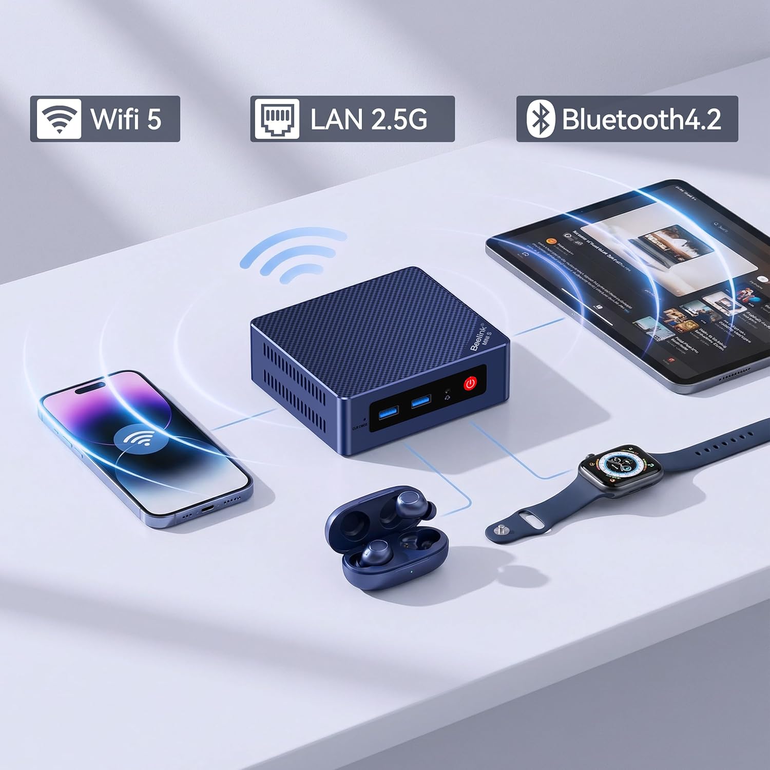 Beelink Mini PC,Mini S12 N95 Intel Alder Lake-N95 (up to 3.4GHz),12GB LPDDR5 512GB SATA3 SSD Mini Desktop Computer, Support 4K@60Hz Dual HDMI Display, 2.5G LAN/USB3.2/Low-Power Home/Office Micro PC