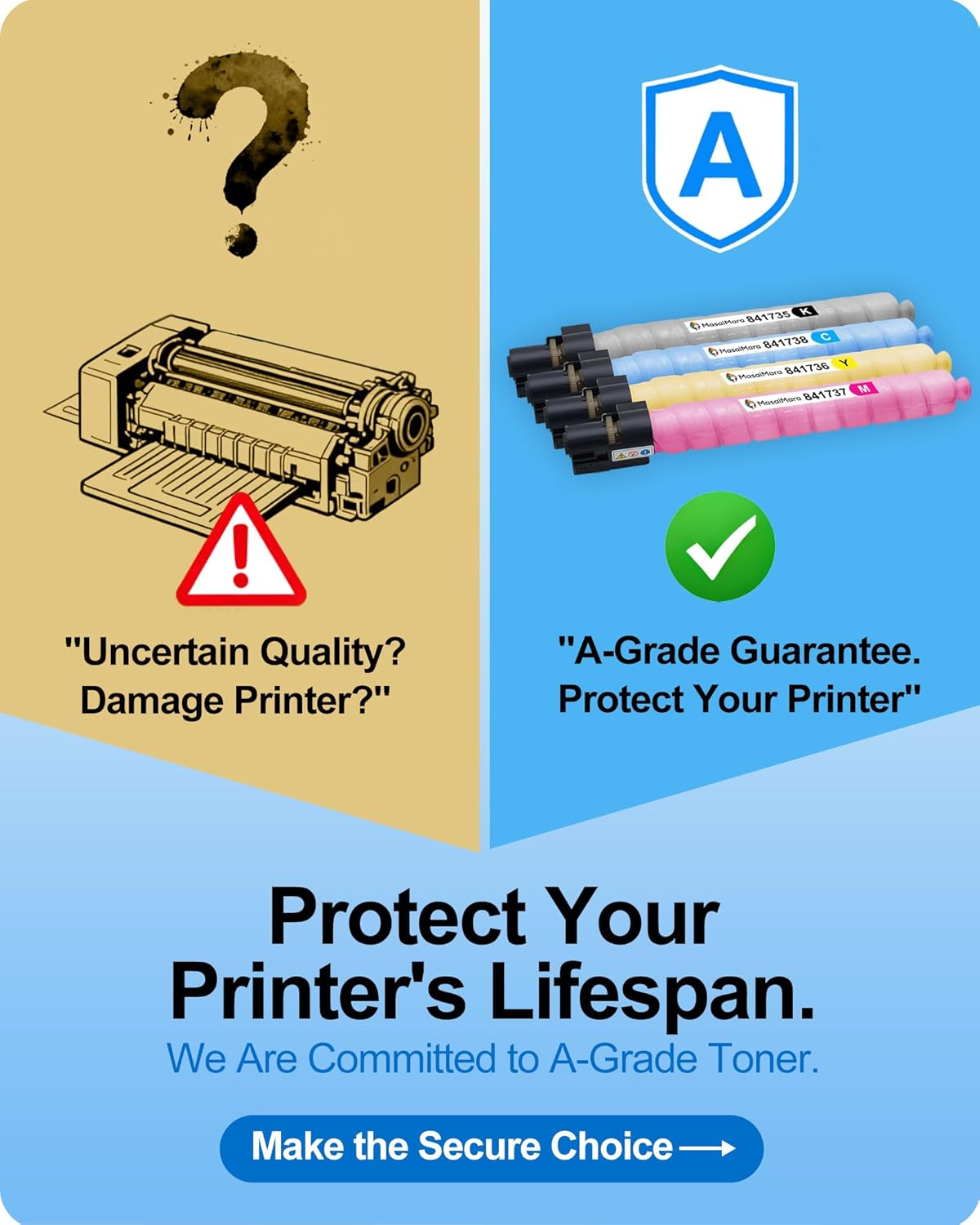 MasaiMara MP C3502 MP C3002 High Capacity Compatible Toner Cartridges Replacement for Ricoh Aficio Savin MP C3502 MP C3002 Color copiers Printer (Black, Cyan, Magenta, Yellow, 4 Pack)