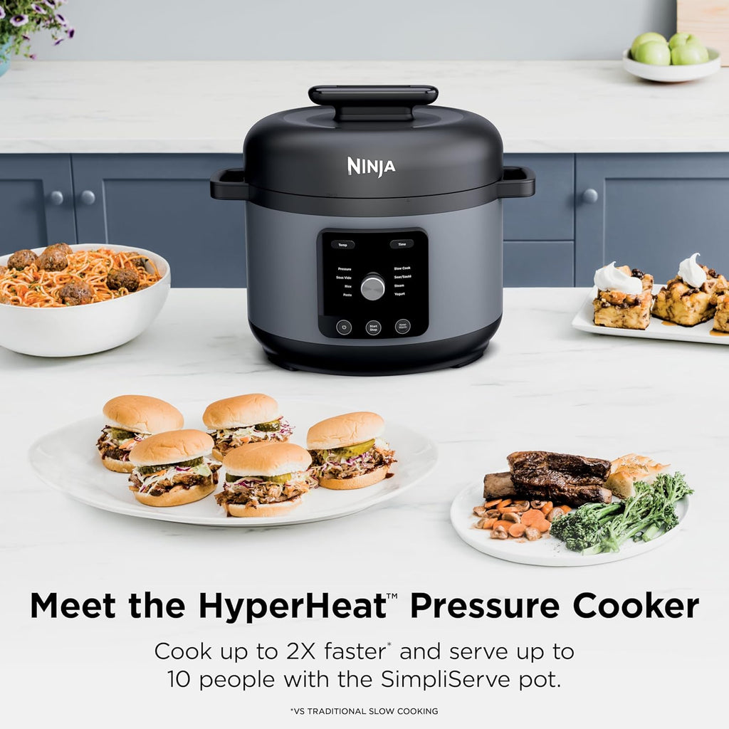 Ninja HyperHeat 9-in-1 Electric Pressure Cooker | 6.5 Qt Multi Cooker with Sear/Sauté, Slow Cooker, Rice Cooker, Sous Vide | 1200W | Fast Cooking, PFAS-Free Pot | Stone Purple | PC201SP