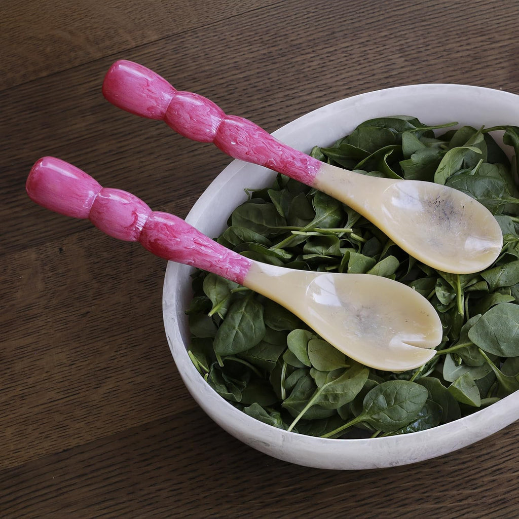 Beatriz Ball RESIN Rio Bubble Salad Servers (Red) – Hand-Poured, Stylish, Lightweight & One-of-a-Kind Artisanal Serveware
