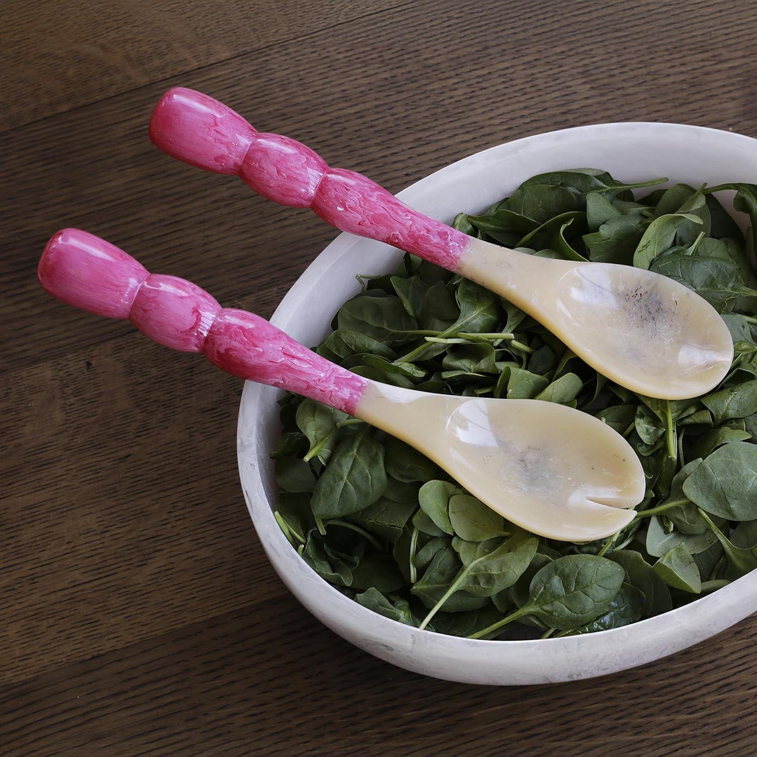Beatriz Ball RESIN Rio Bubble Salad Servers (Red) – Hand-Poured, Stylish, Lightweight & One-of-a-Kind Artisanal Serveware