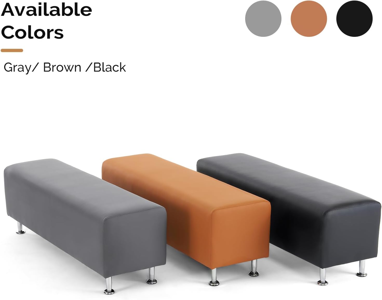 OmySalon Waiting Room Bench Seating Faux Leather, 53.9'' Office Guest Chair Reception Chair, Lobby Furniture for Conference Room Beauty Salon Barbershop Small Space