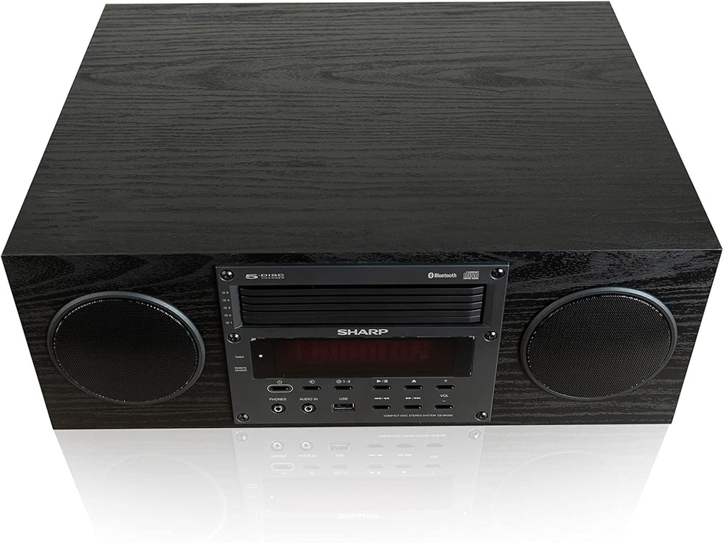 Sharp CD-BH350 Micro Audio Component System with 5 CD Changer, Bluetooth, FM Radio & USB Playback - 50 Watts RMS