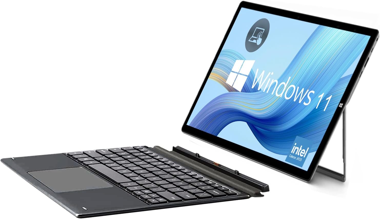 Windows Tablet with Keyboard 11.6", Detachable 2 in 1 Laptop Touchscreen Windows 11, 6GB RAM 256GB Storage, Intel Celeron, 2.4G+5G WiFi, Bluetooth, USB3.0, HDMI, Dual Camera