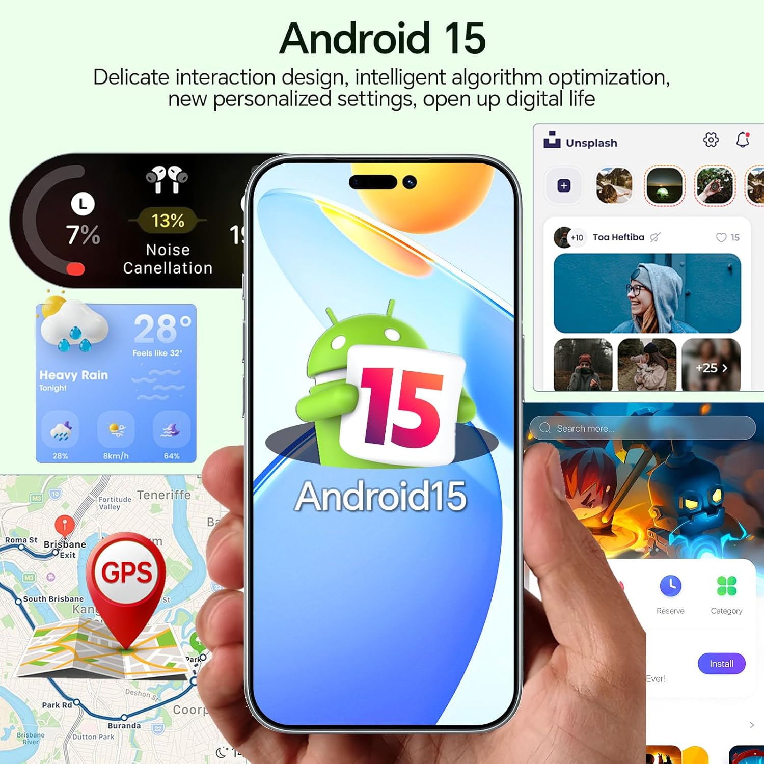 Unlocked L17PROMAX Ultra Cell Phones with 5000mAh Battery,Android 15 Snapdragon 888 Phone,16GB RAM+512GB ROM,32MP+104MP Camera, 3040 * 1440 HD 6.9'' Screen /5G/Dual SIM/GPS/WiFi(Silvery)