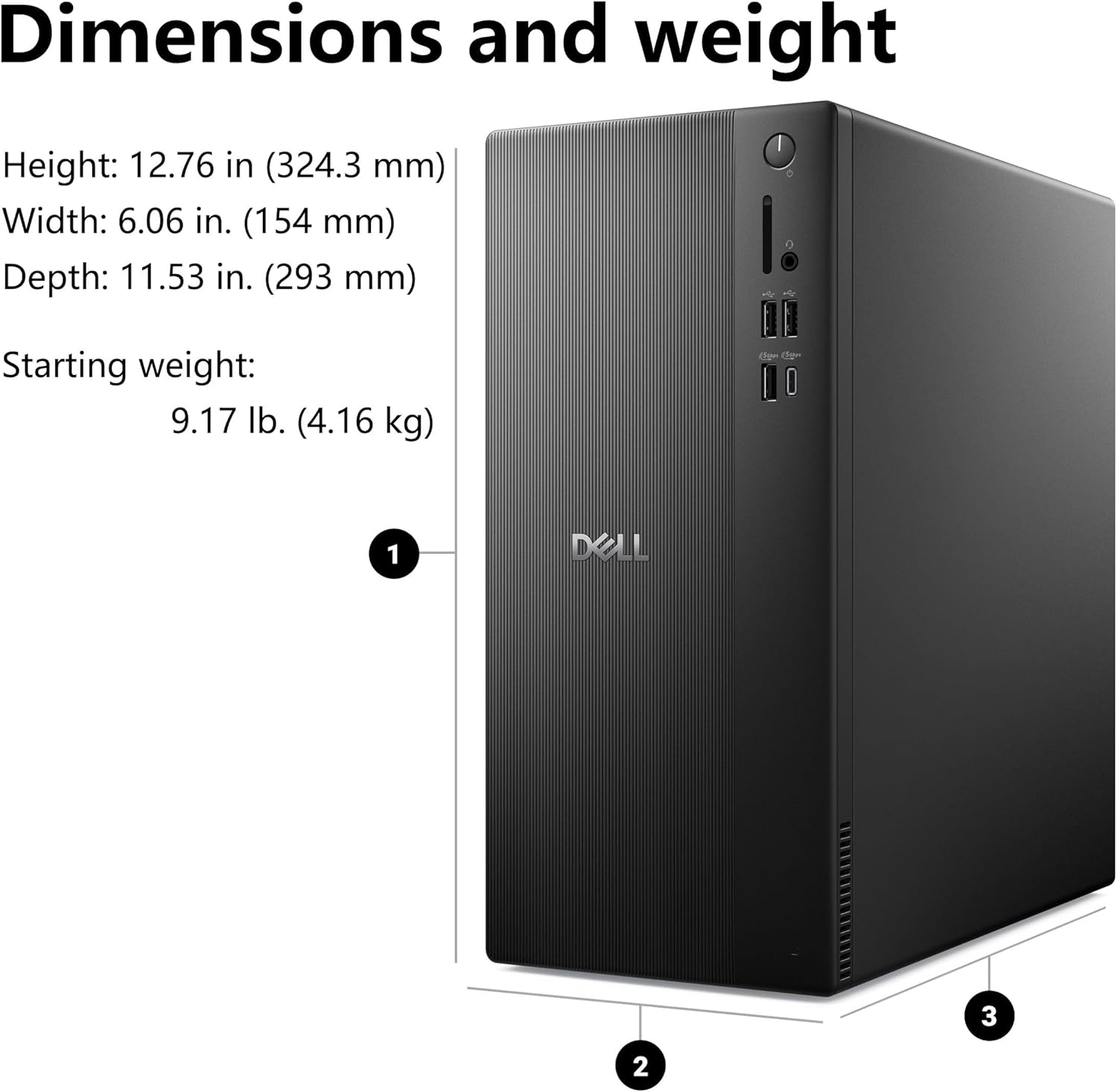 Dell Vostro Tower, 12th Gen Intel 4-Core i3-12100, 16GB DDR5 RAM, 512GB PCIe SSD, WiFi 6, Bluetooth, Windows 11 Pro
