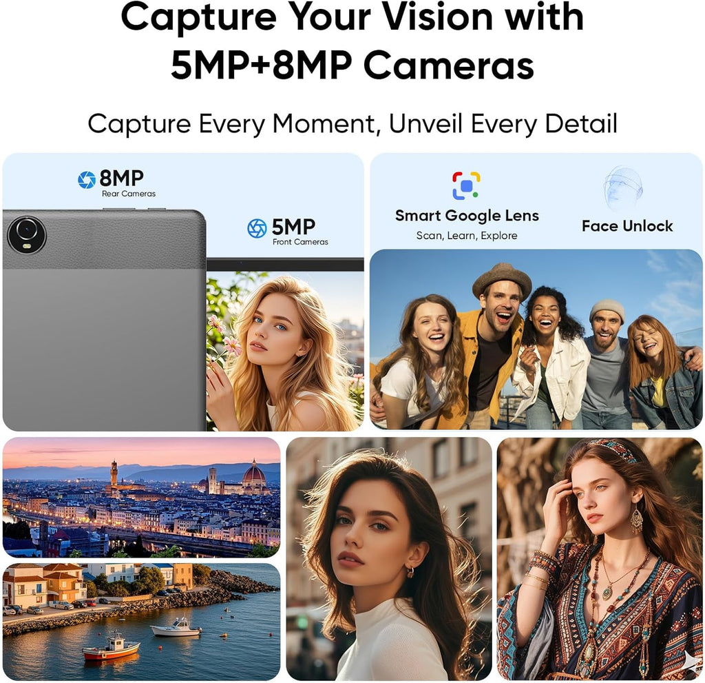 Tablet 11 Inch, Android 16, 32GB RAM+256GB Octa-Core, 8000mAh Battery, 1280 * 800 Touch Screen, 5+8MP Dual HD Camera (Black Case)