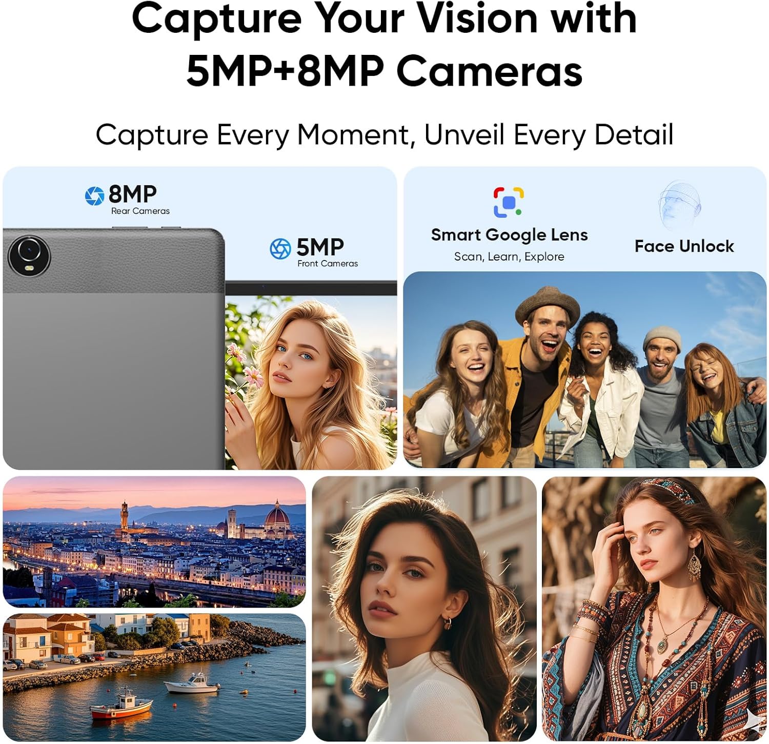 Tablet 11 Inch, Android 16, 32GB RAM+256GB Octa-Core, 8000mAh Battery, 1280 * 800 Touch Screen, 5+8MP Dual HD Camera (Black Case)