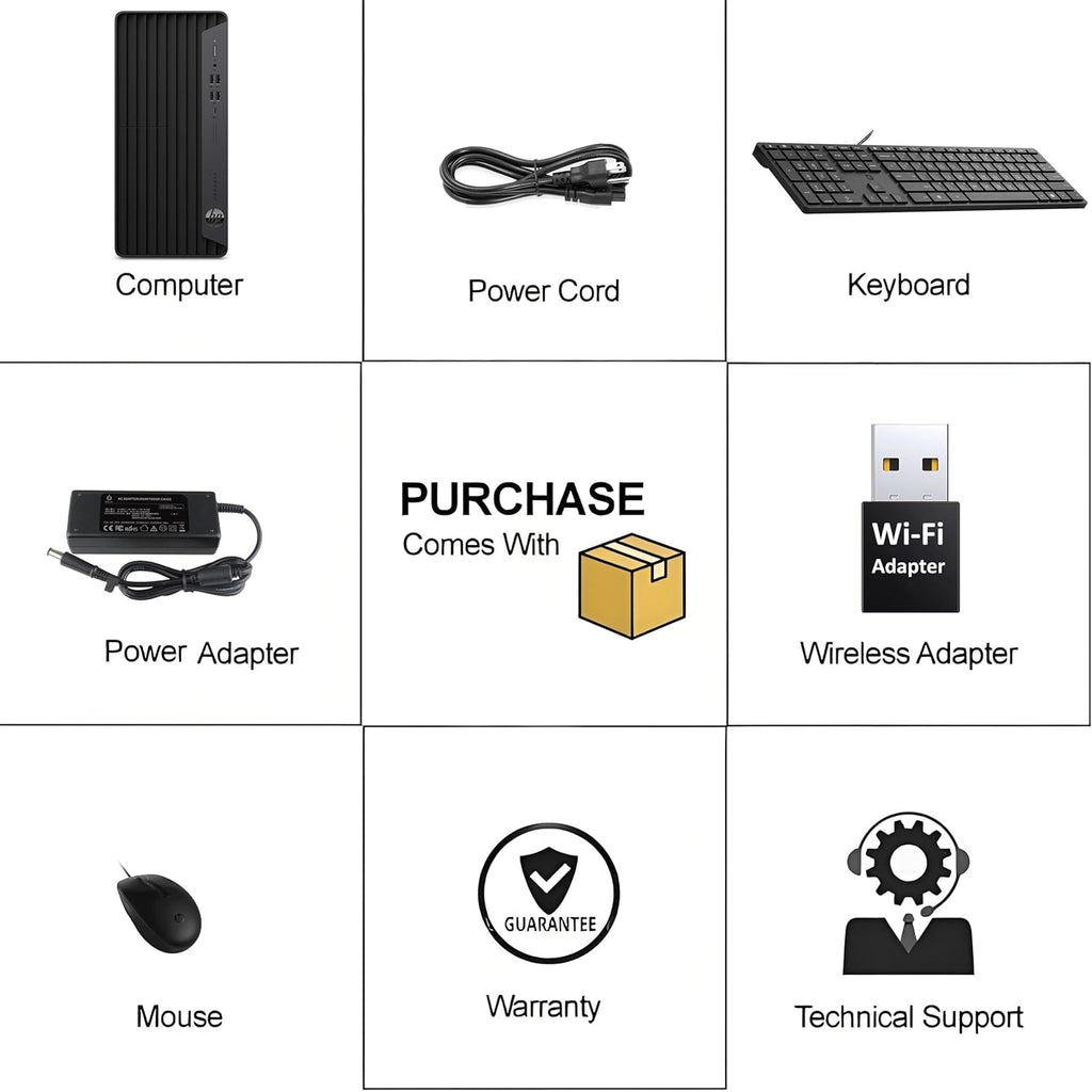 HP Desktop Computer Tower PC, Intel i5-10400F, (16GB DDR4 RAM, 1TB PCIe SSD), WiFi Adapter, Keyboard & Mouse Included, Slience Design for Home use& Student Daily Study, Windows 11 Pro, Jet Black