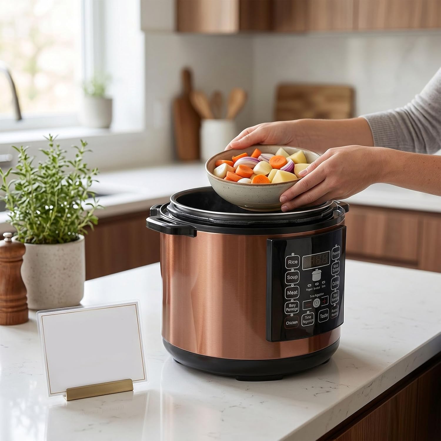 Fockety Electric Pressure Cooker, 6L Multi Rice Cooker, Slow with Stainless Steel Sides, Smart Programs and Overheat Protection for Pressure Cooking, Soup, Yogurt and Rice (US Plug 110V)