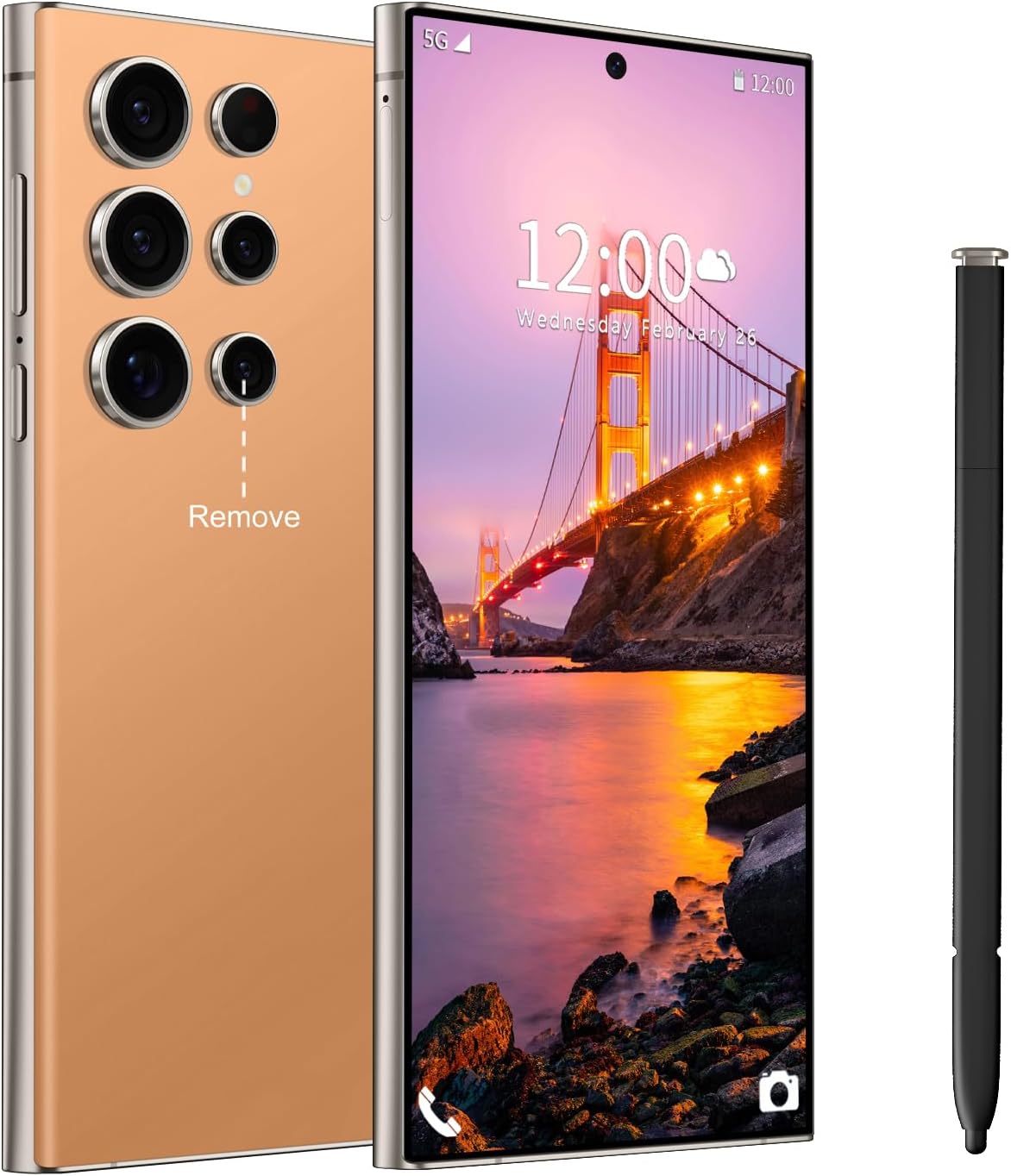 I24 Ultra Unlocked Phone,Built in Pen The Phone,Smartphone Battery 6800mAh 6.8" HD Screen,Android 14 16+512GB with 128GB Memory Card Cell Phone,5G/Face ID/Fingerprint Lock/GPS (Orange, 16+512GB)