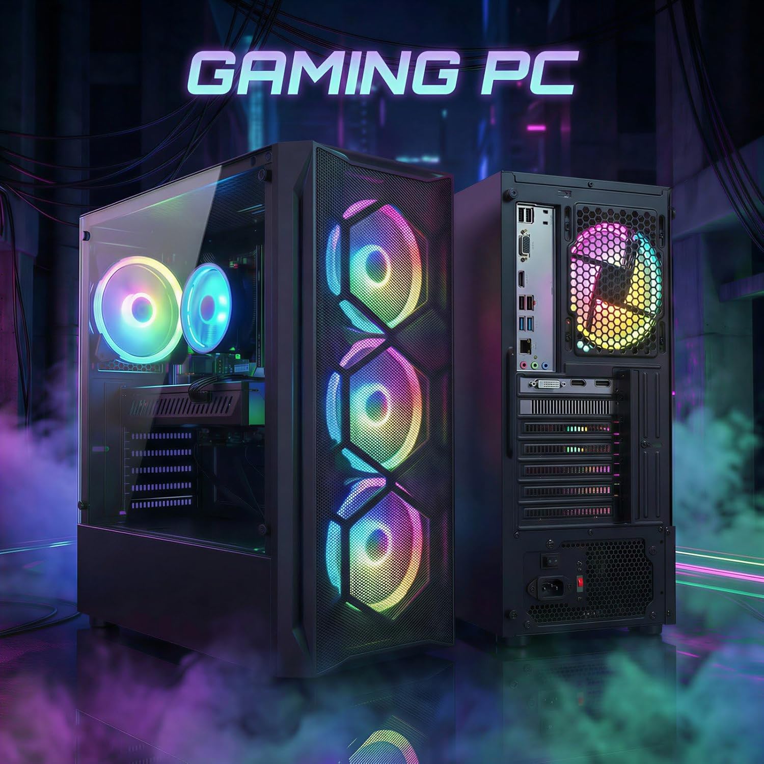 STGAubron Gaming PC Computer Desktop, Intel Core i7 8th Gen up to 4.1G, Radeon RX 580 8G, 16G DDR4, 512G SSD, WiFi 6, BT 5.2, RGB Fan x4, Windows 11 Home