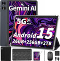 Android tablet 10 inch, 2026 Android 15 Tablet with Keyboard, 26GB+256GB (2TB Expand), Gemini AI Tablet with 8-Core, 8000mAh, 5G WiFi, Widevine L1, 2 in 1 Tablets PC with Case/Mouse/Stylus-Black Case